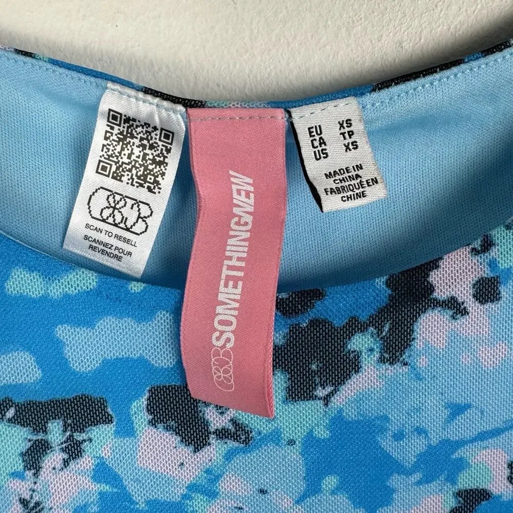 Something New Serena Print Sleeveless Mesh Maxi Dress Malibu Blue Aop Violeta XS